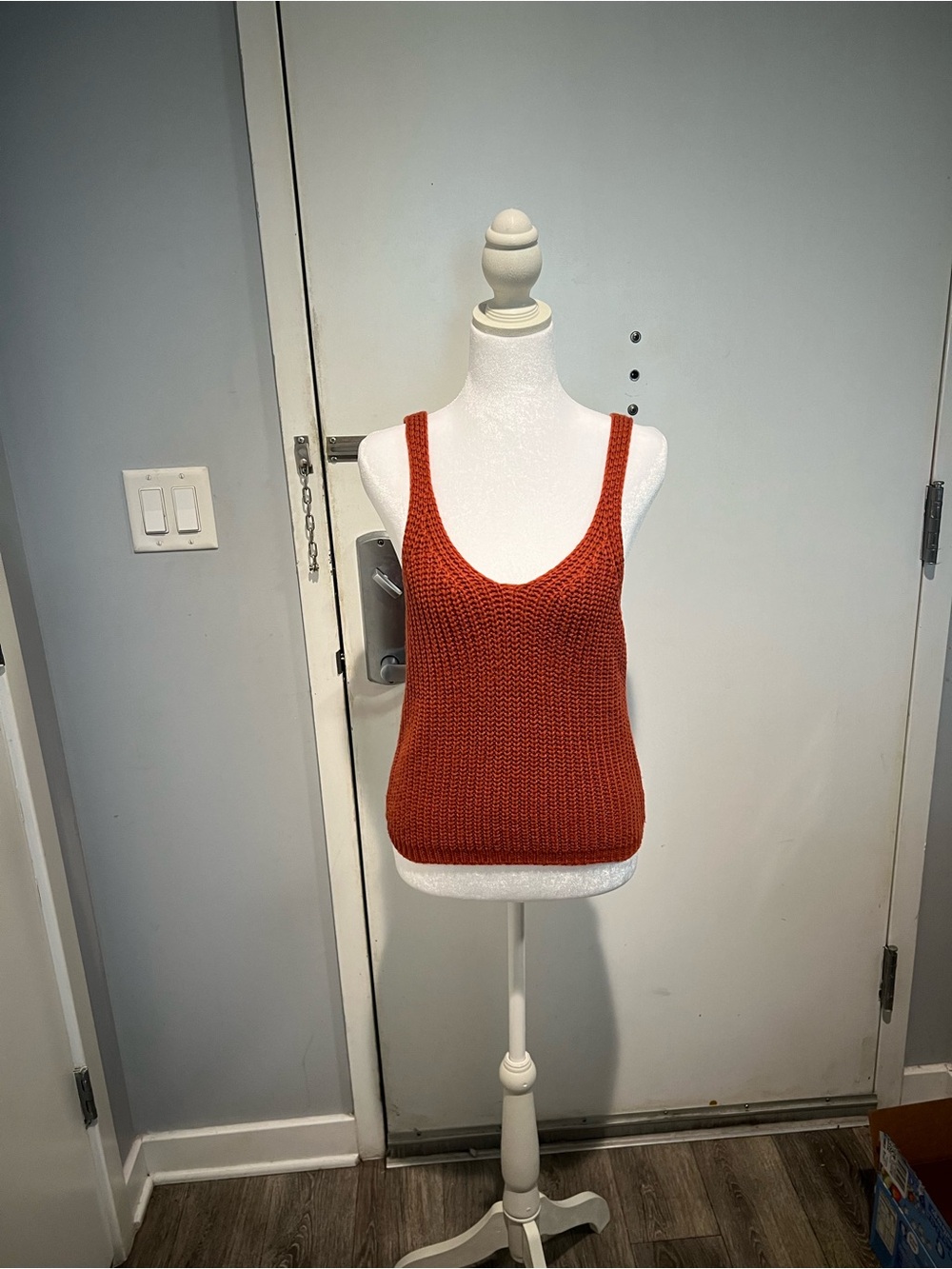 Harper Red Ribbed V-Neck Knit Tank - Picture 2 of 4
